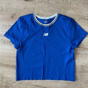 New Balance womens Royal Blue cropped athletic soft girl streetwear tee Large